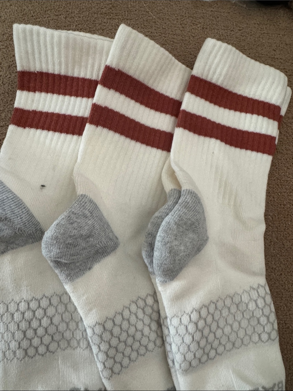 Classic White Crew Socks with Red Stripes - Pack of 3